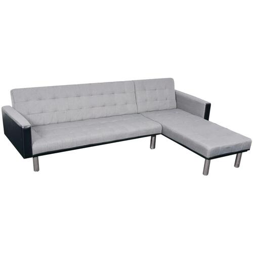 Sovesofa med chaiselong stof sort og grå