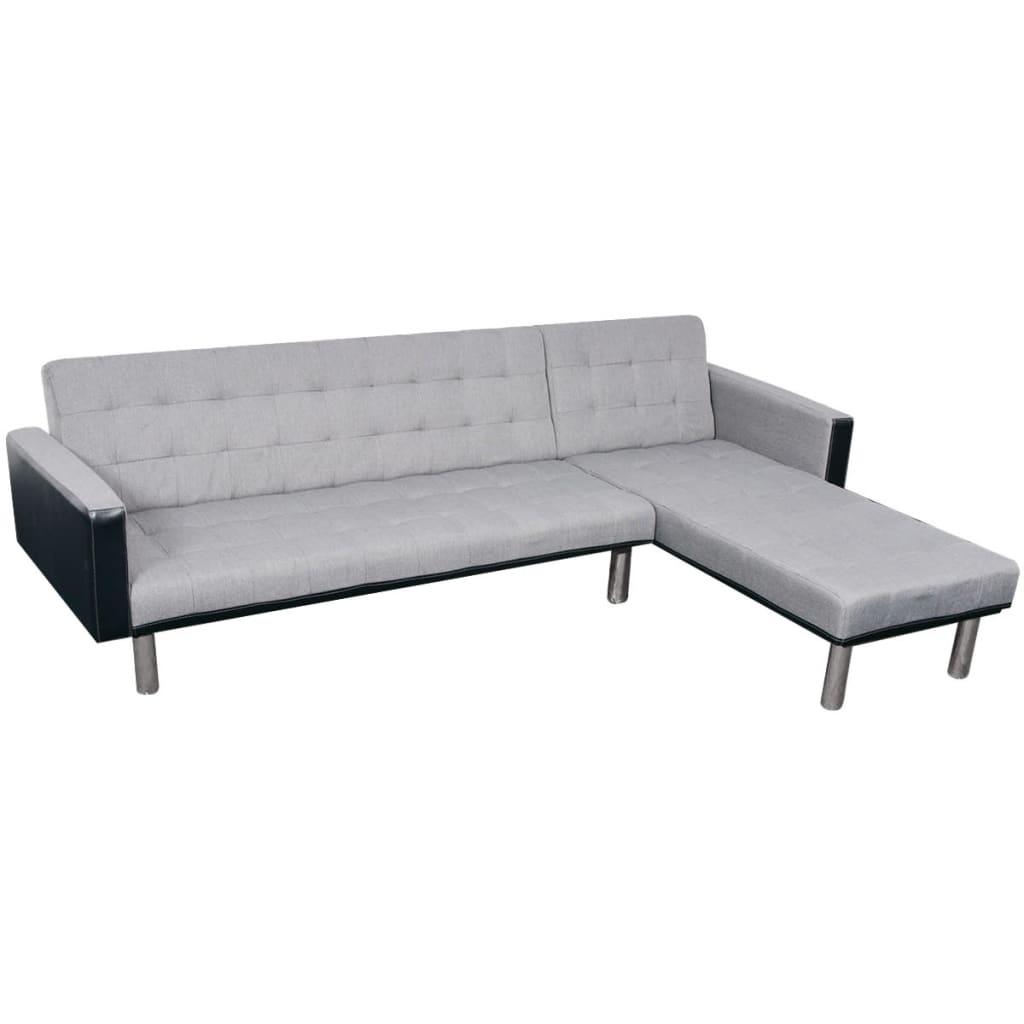 Sovesofa med chaiselong stof sort og grå