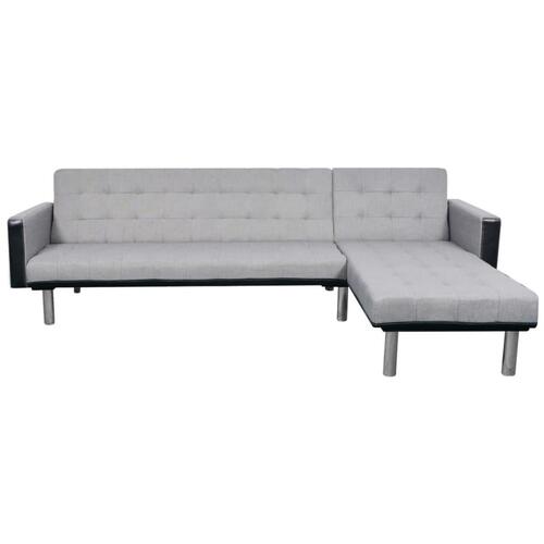 Sovesofa med chaiselong stof sort og grå