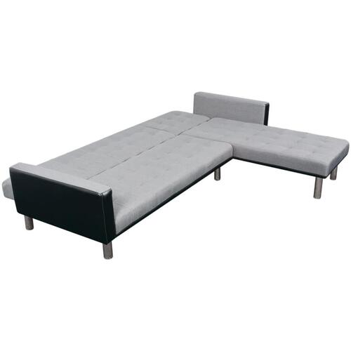 Sovesofa med chaiselong stof sort og grå