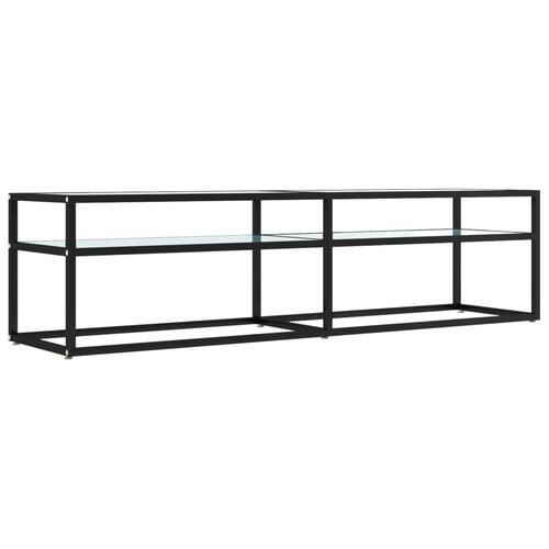 Tv-bord 160x40x40,5 cm hærdet glas marmoreffekt hvid