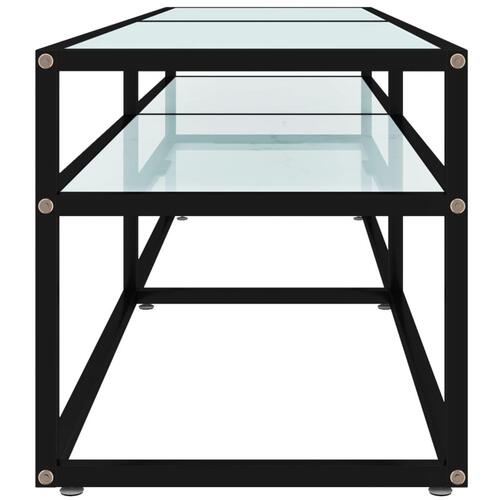 Tv-bord 160x40x40,5 cm hærdet glas marmoreffekt hvid