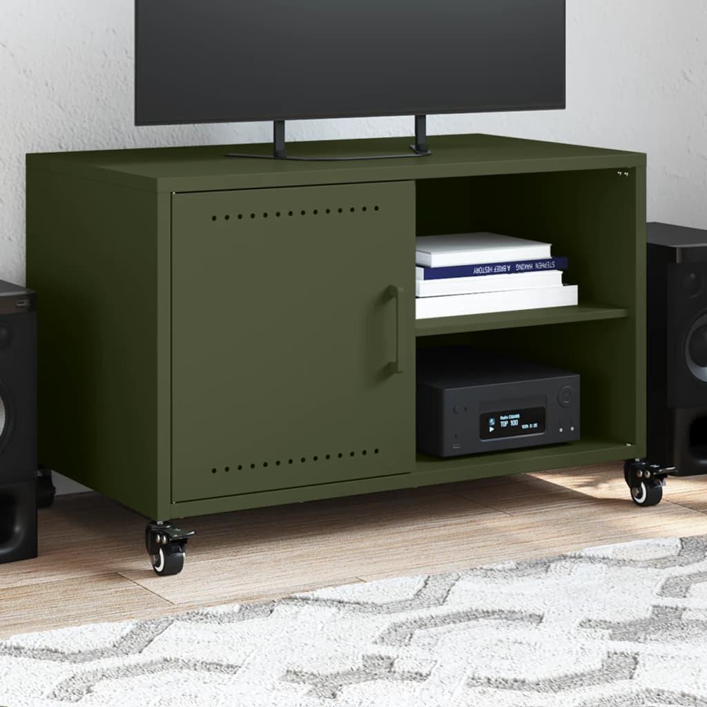 Tv-bord 68x39x43,5 cm stål olivengrøn