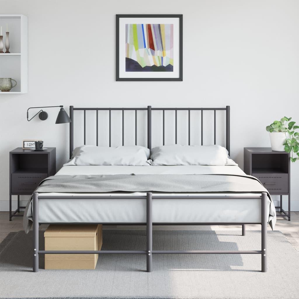 Sengeborde - 2 stk. i stål, sort, 36 × 39 × 60,5 cm