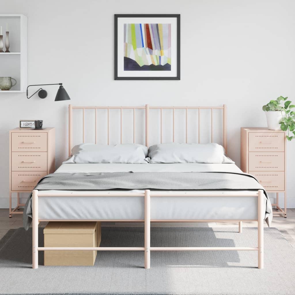 Sengeborde 2 stk. i stål - 36 × 39 × 78 cm, lyserød