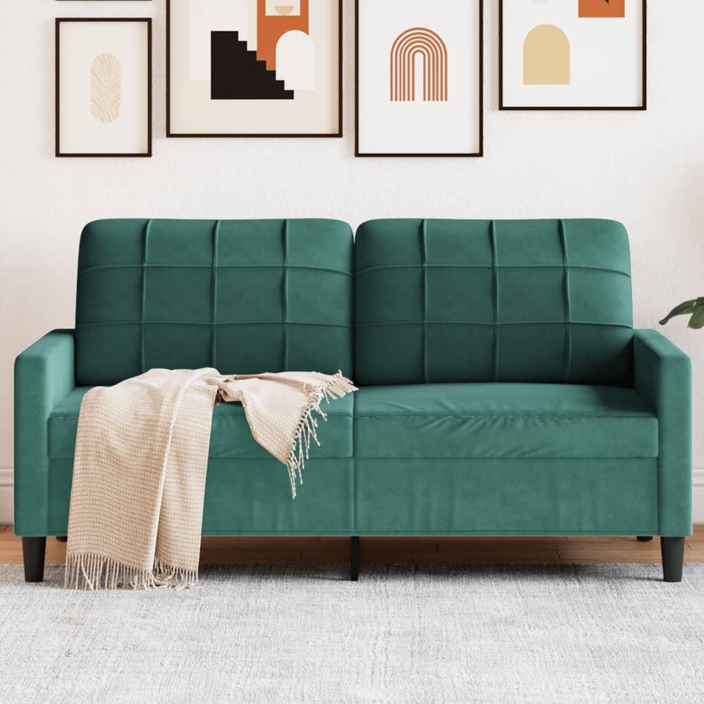 2-personers sofa 140 cm fløjl mørkegrøn billede
