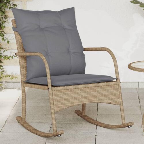 Udendørs gyngestol med hynder polyrattan beige