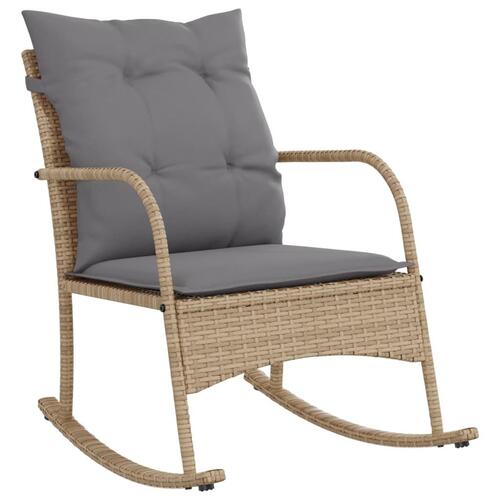Udendørs gyngestol med hynder polyrattan beige