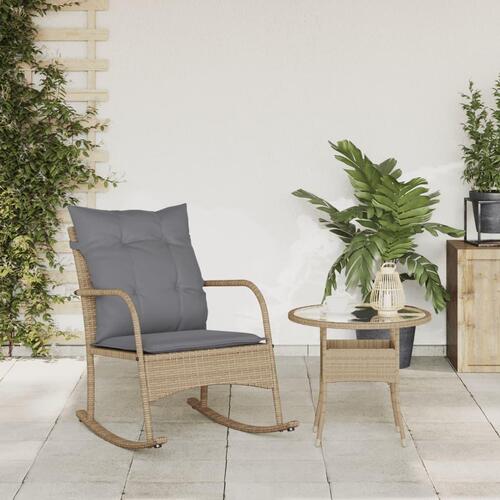 Udendørs gyngestol med hynder polyrattan beige