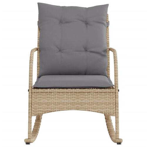Udendørs gyngestol med hynder polyrattan beige
