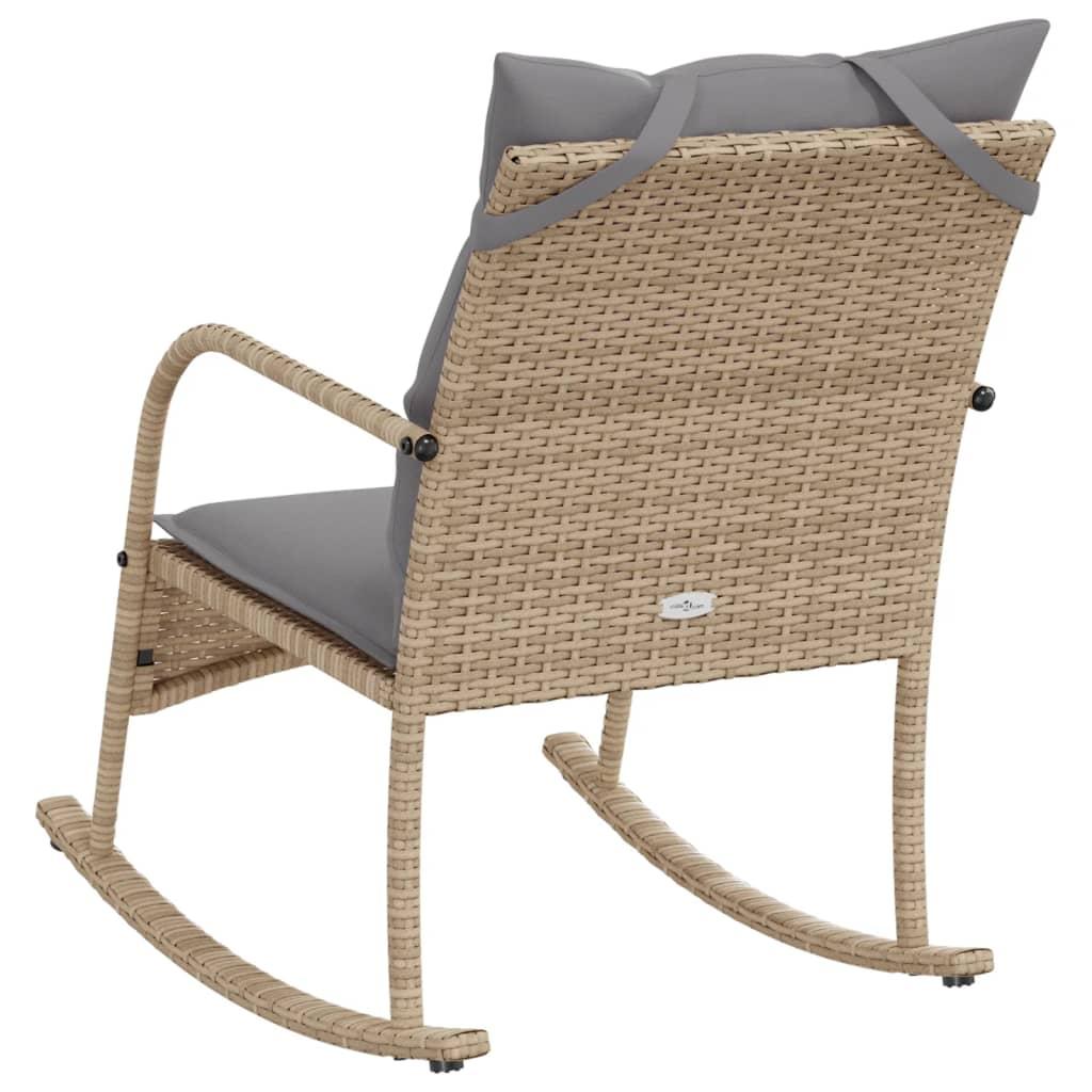 Udendørs gyngestol med hynder polyrattan beige