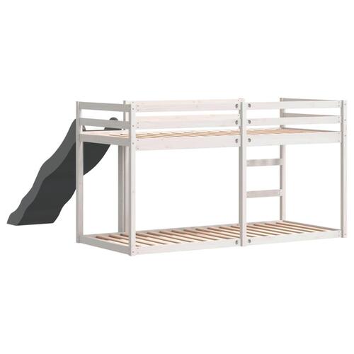 Køjeseng med rutsjebane og stige 90x190cm massivt fyrretræ hvid