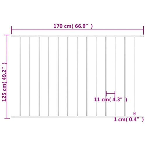 Hegnspanel 1,7 x 1,25 m pulverlakeret stål hvid