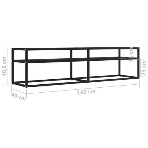 Tv-bord 160x40x40,5 cm hærdet glas marmoreffekt sort