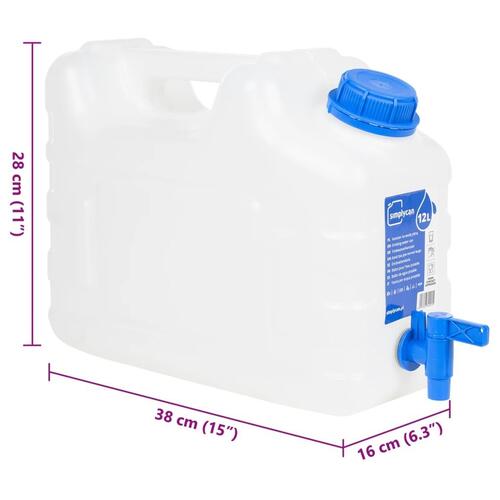 Vanddunk med tappehane 122 l plast transparent