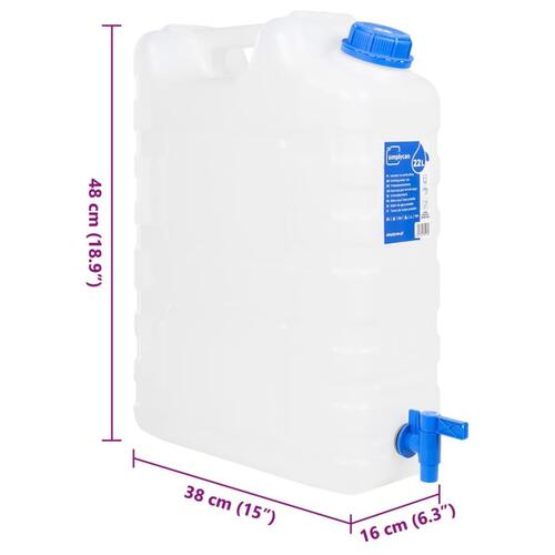 Vanddunk med tappehane 22 l plast transparent