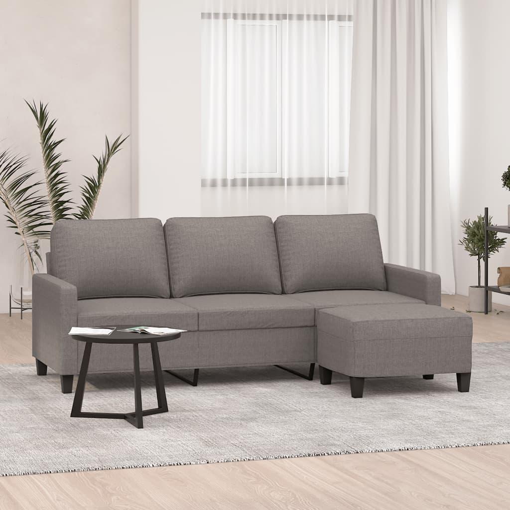 3-personers sofa med fodskammel 180 cm stof Gråbrun billede