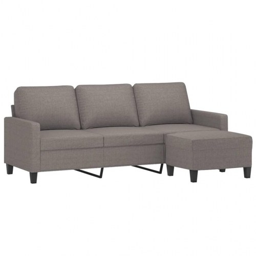 3-personers sofa med fodskammel 180 cm - stof, gråbrun