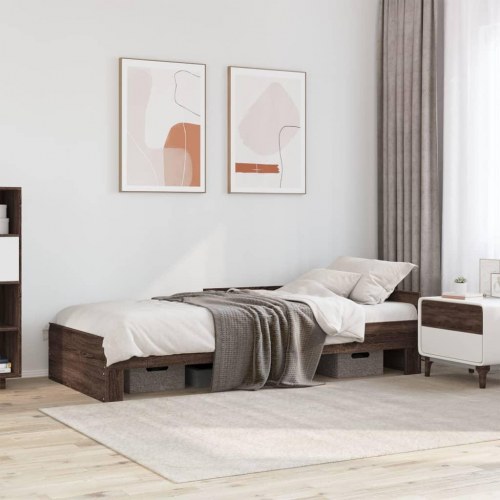 Sengeramme 90x190 cm uden madras konstrueret træ brunt eg