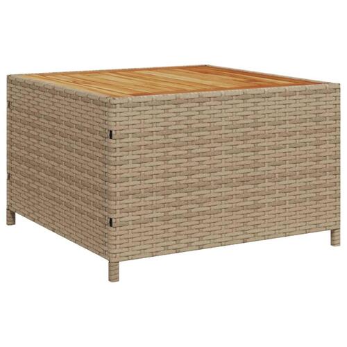 Havesofa med bord og hynder L-formet polyrattan beige