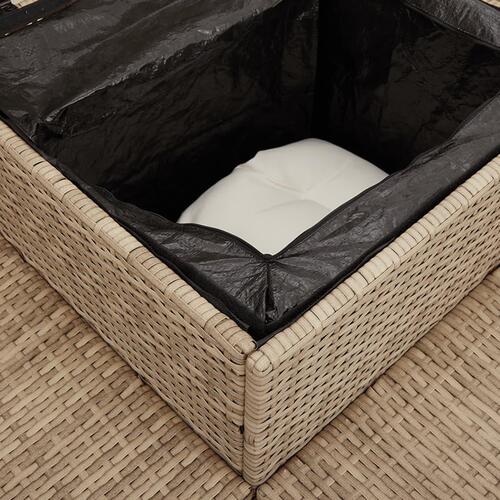 Havesofa med bord og hynder L-formet polyrattan beige