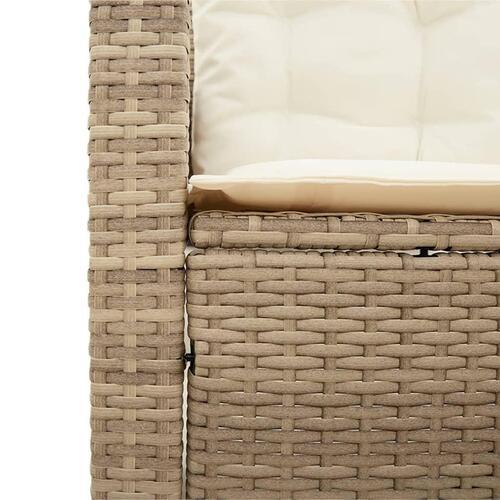 Havesofa med bord og hynder L-formet polyrattan beige