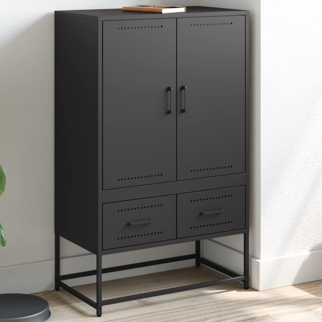 Skab i stål - sort, 68 × 39 × 111,5 cm med låger og skuffer