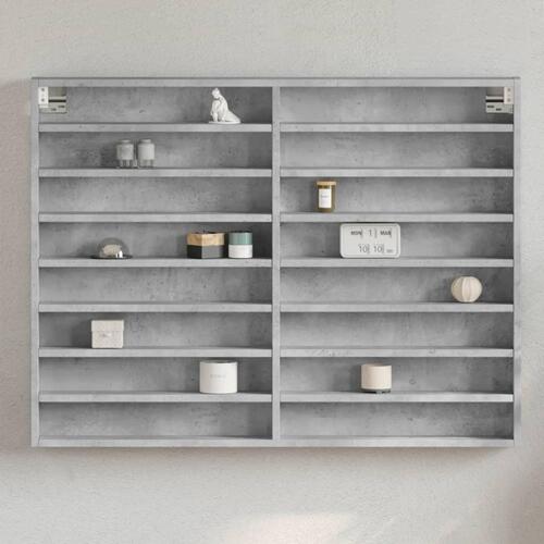Vitrineskab 100x8,5x75 cm konstrueret træ betongrå
