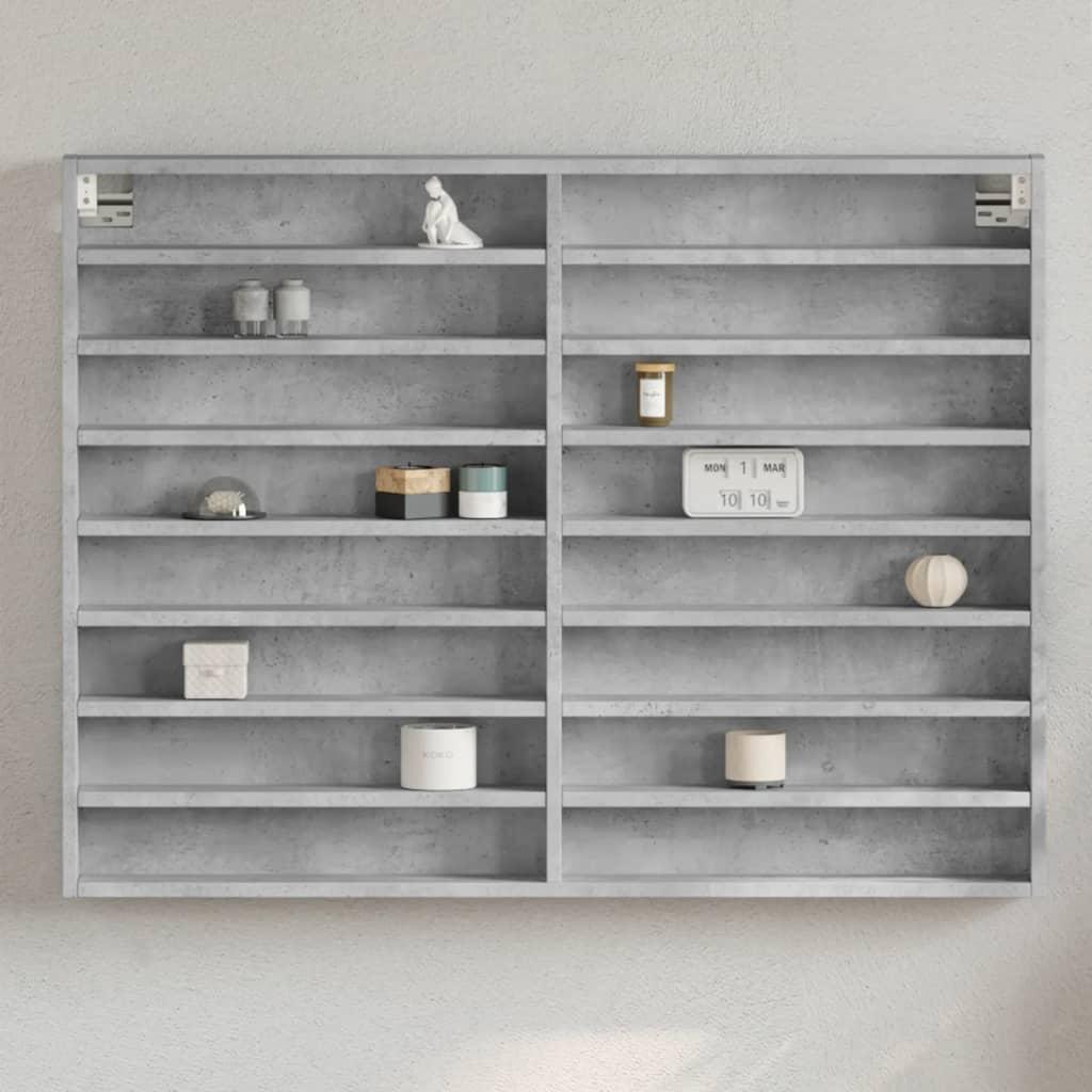 Vitrineskab 100x8,5x75 cm konstrueret træ betongrå
