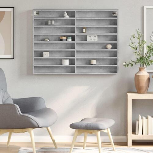 Vitrineskab 100x8,5x75 cm konstrueret træ betongrå
