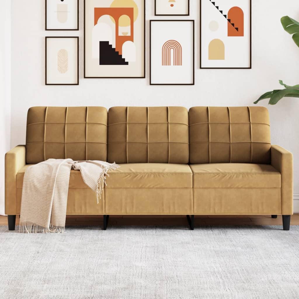 3-Personers Sofa Fløjl - 180 cm / Brun