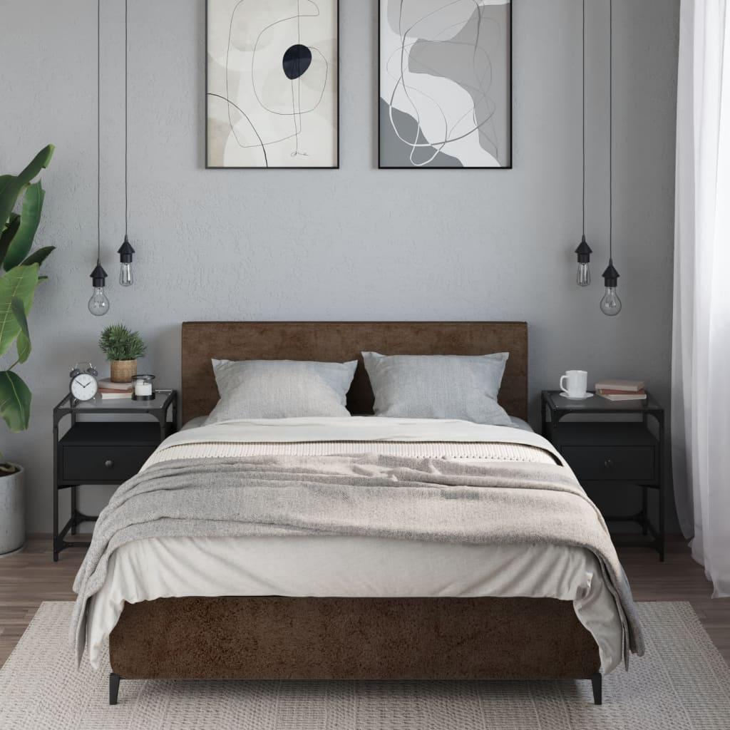 Sengeborde 2 stk. 40x40x55 cm konstrueret træ sort