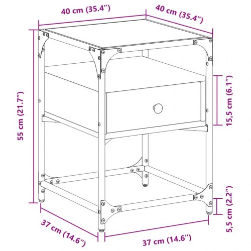 Sengeborde 2 stk. 40 x 40 x 55 cm - sort