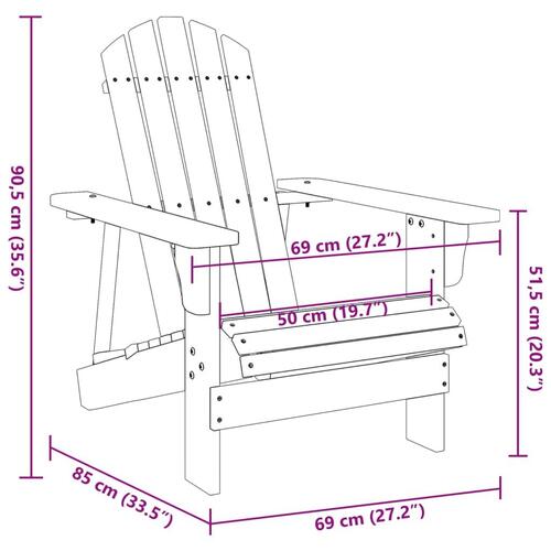 Adirondack-stol 69x85x90,5 cm massivt grantræ hvid