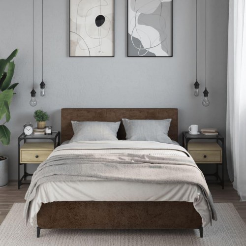 Sengeborde 2 stk. med glastop - sonoma-eg, 40 x 40 x 55 cm