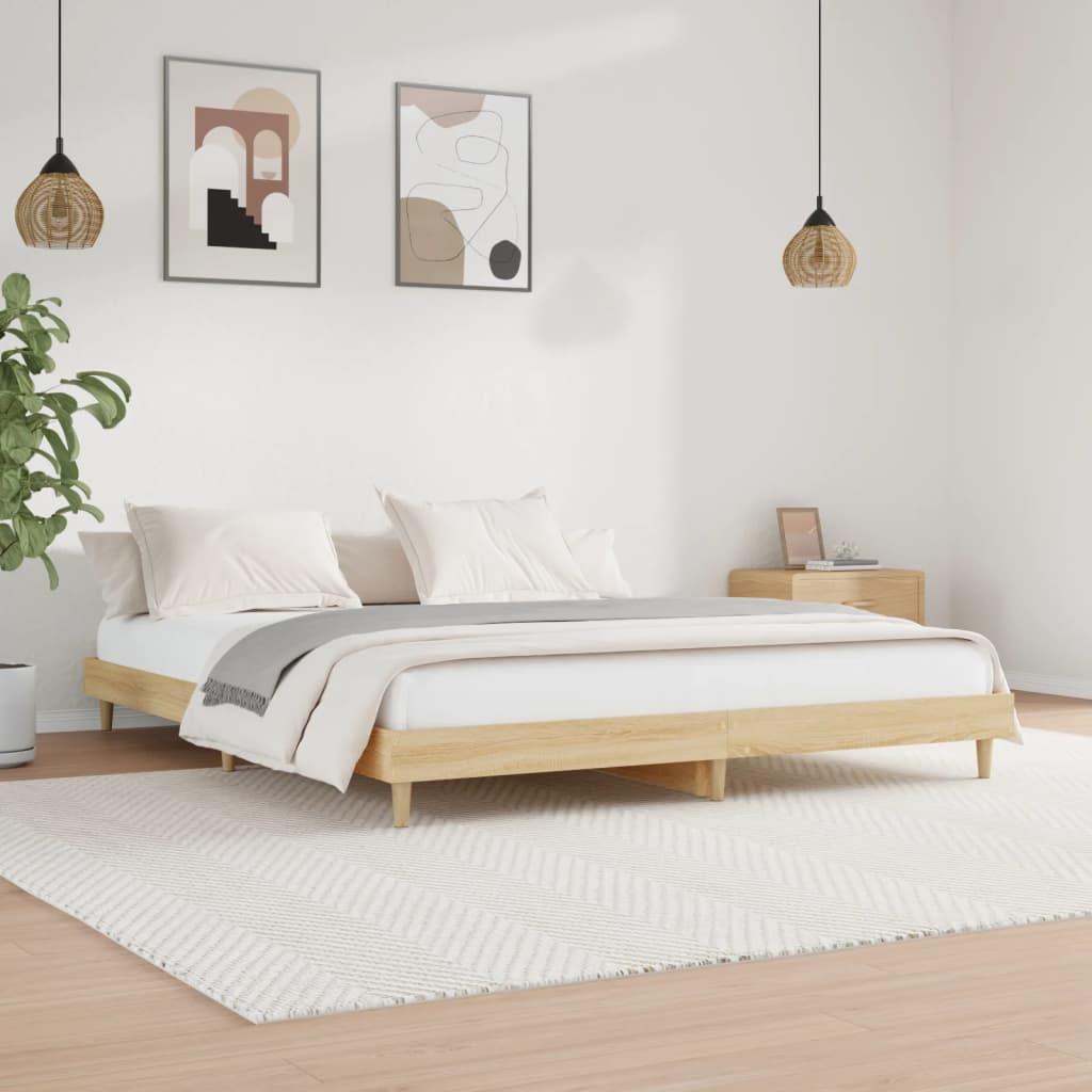 Sengeramme uden madras 200x200 cm konstrueret træ sonoma-eg