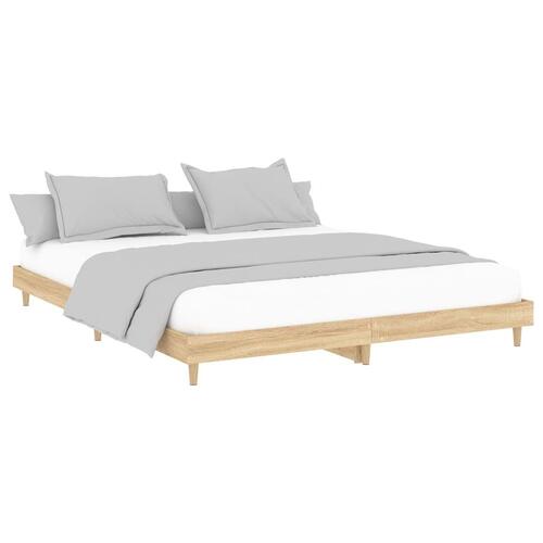 Sengeramme uden madras 200x200 cm konstrueret træ sonoma-eg