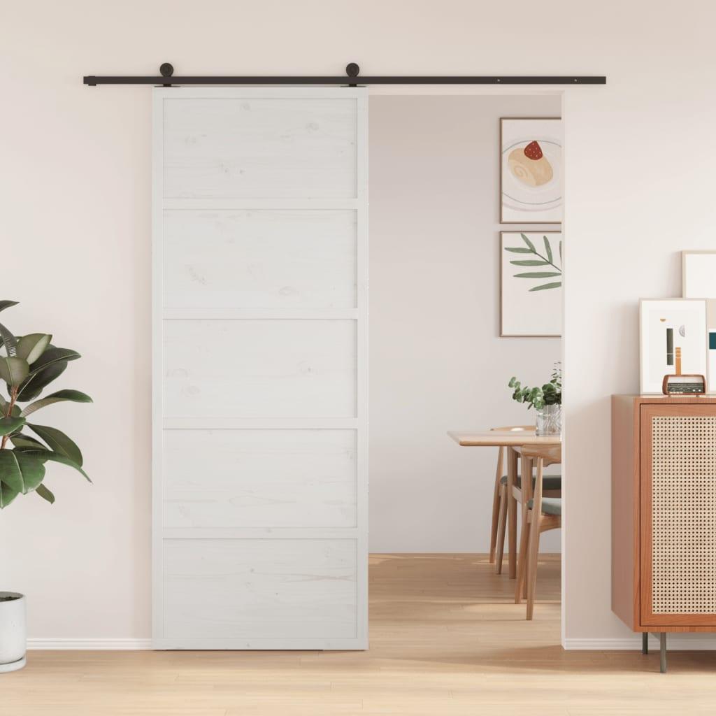 Skydedør 80x208 Cm Massivt Fyrretræ Hvid
