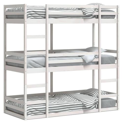Tredobbelt køjeseng 75x190 cm massivt fyrretræ hvid