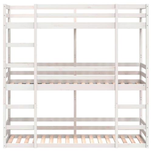 Tredobbelt køjeseng 75x190 cm massivt fyrretræ hvid