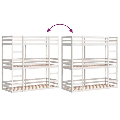 Tredobbelt køjeseng 75x190 cm massivt fyrretræ hvid
