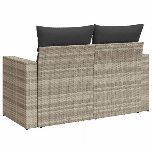 2-personers havesofa i polyrattan med hynder - lysegrå
