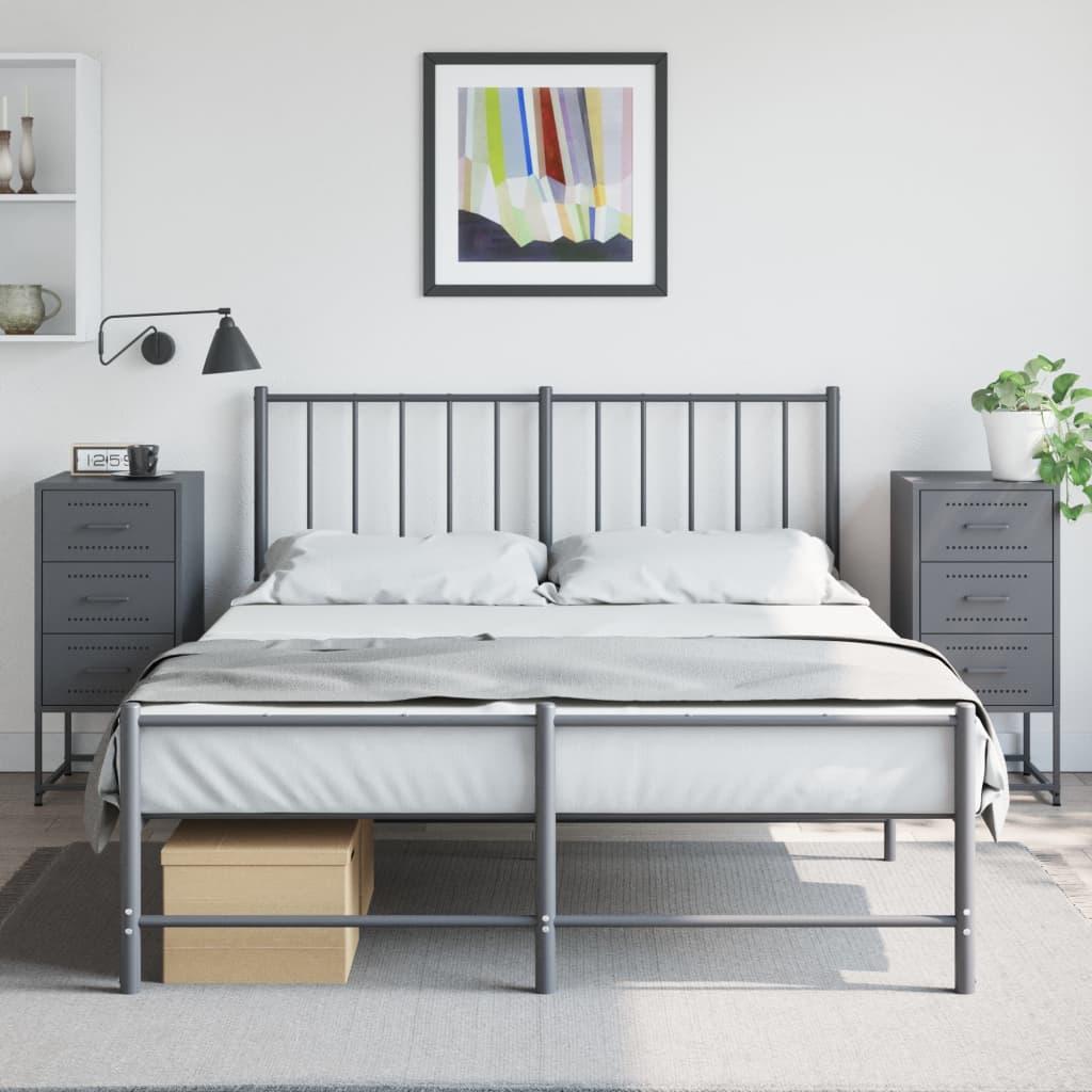Sengeborde 2 stk. i stål - 36 × 39 × 78 cm, antracitgrå
