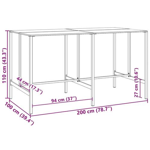Barbord 200x100x110 cm pulverlakeret stål sort