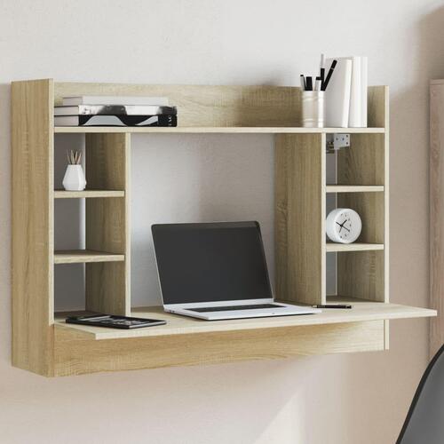 Væghængt skrivebord 105x48x75 cm konstrueret træ sonoma-eg