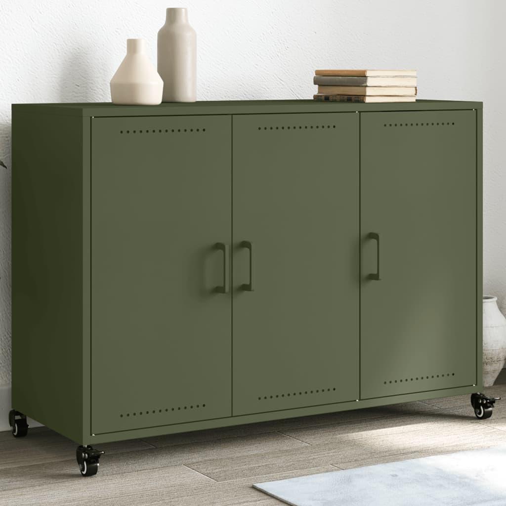 Skænk 100 5x39x72 Cm Stål Olivengrøn