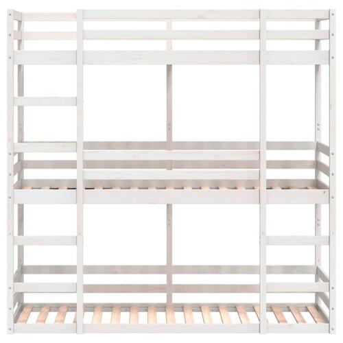 Tredobbelt køjeseng 80x200 cm massivt fyrretræ hvid