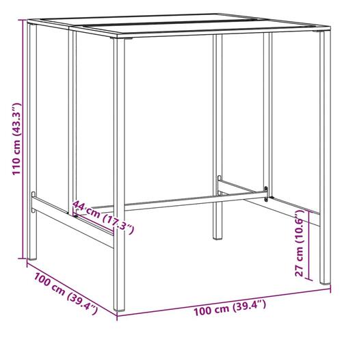 Barbord 100x100x110 cm pulverlakeret stål sort