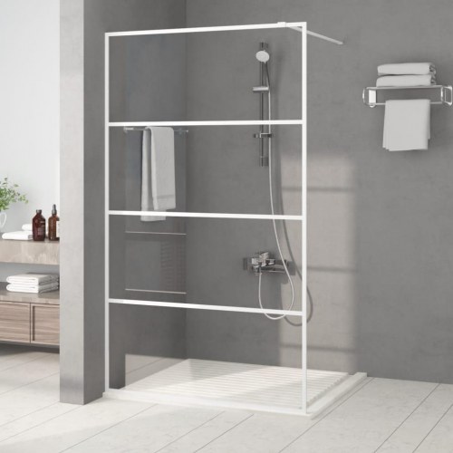 Brusevæg 115 × 195 cm i klart sikkerhedsglas - hvid profil