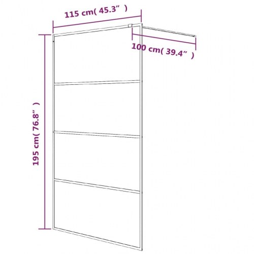 Brusevæg 115 × 195 cm i klart sikkerhedsglas - hvid profil